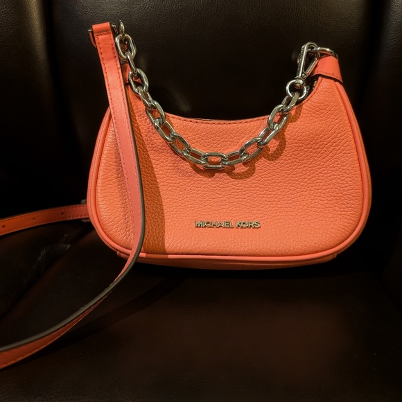 Michael Kors Handbags - LAST CHANCE NWOT Michael Kors Cora Mini Zip Pouchette Pink Crossbody Bag